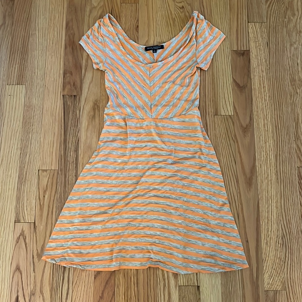 orange & gray striped dress